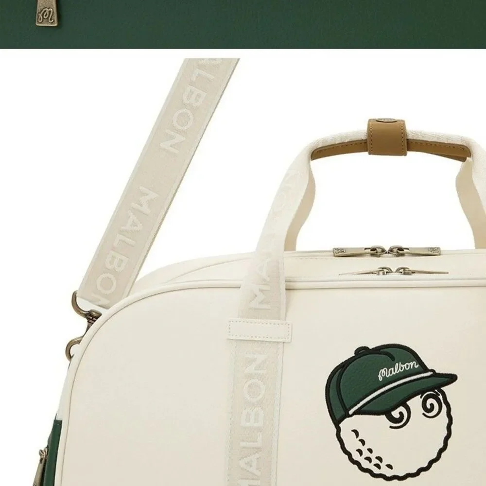 Malbon Golf Green White Travel Duffle Bag Weekender Carry-On Shoulder Strap
